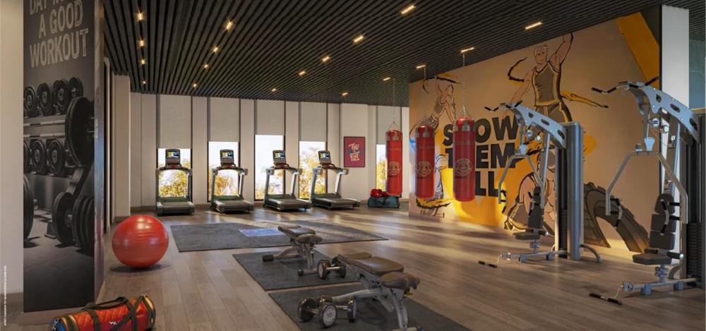 Fully equipped gymnasium with boxing and MMA area