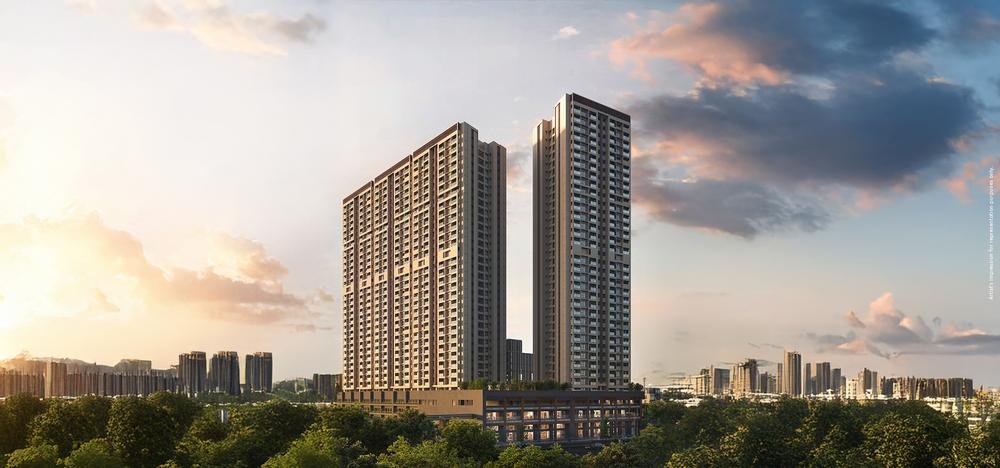 Godrej Elaris towers exterior at sunset